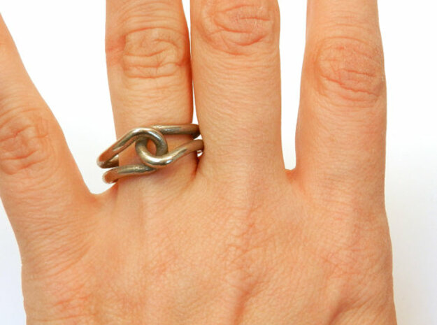 Rubber Band Ring in Polished Bronzed Silver Steel