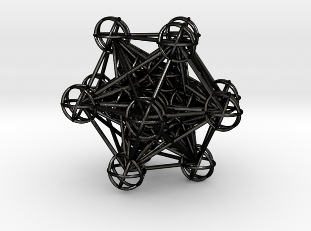 The full 3d Metatrons Cube 59mm Sacred Geometry in Matte Black Steel