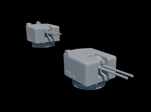 1/350 Scale. Twin 4.5 Mk 6 Naval Guns. Pack of two in Smooth Fine Detail Plastic