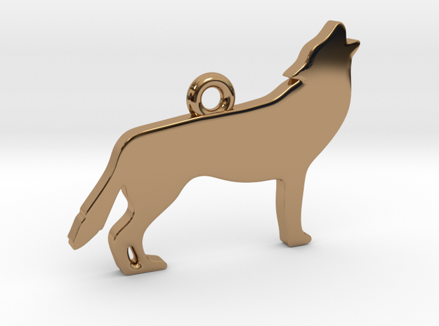 Howling Wolf Pendant in Polished Brass