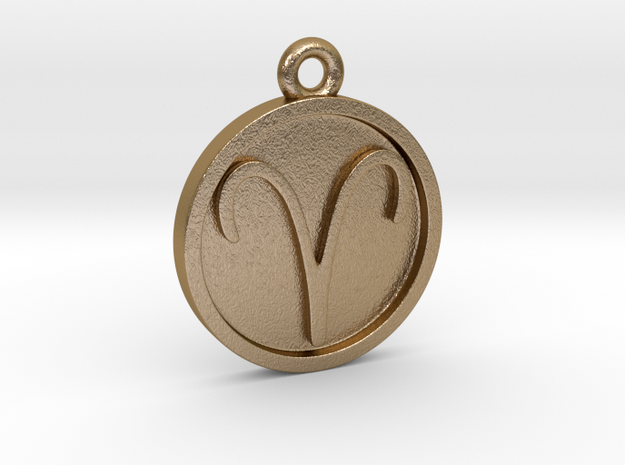 Aries/Widder Pendant in Polished Gold Steel