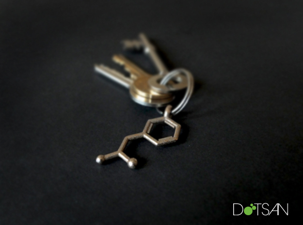 Amphetamine Key Chain 3D Printed in Polished Bronzed Silver Steel