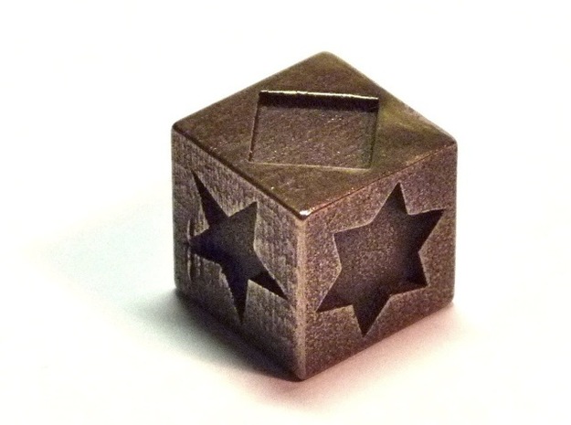 Polygon Dice in Polished Bronze Steel