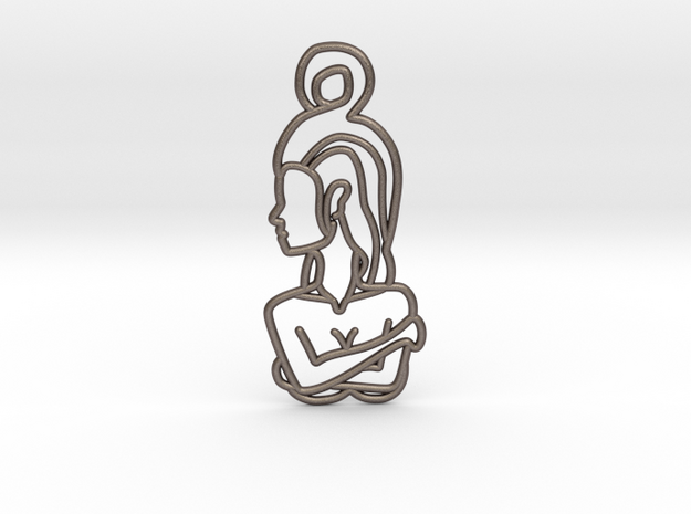 Woman Crossed Arms in Polished Bronzed Silver Steel
