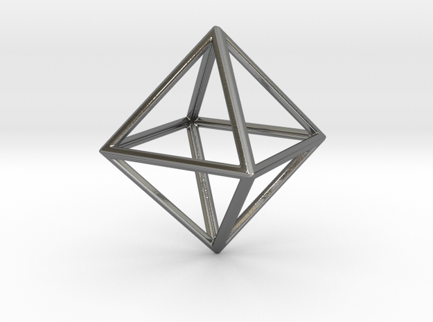 OCTAHEDRON (Platonic) in Fine Detail Polished Silver