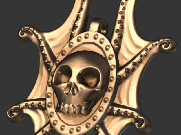 skulltopus pendant in Tan Fine Detail Plastic