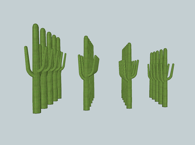20 N-scale Saguaro Cactus Set in Smooth Fine Detail Plastic