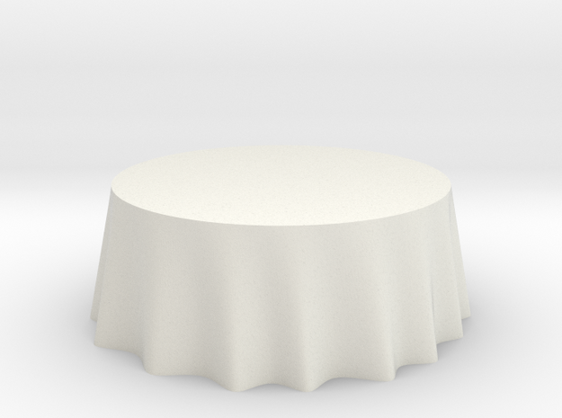 1:48 Draped Table - 72" diameter in White Natural Versatile Plastic