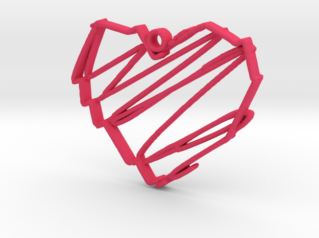 Sketch Heart Pendant in Pink Processed Versatile Plastic