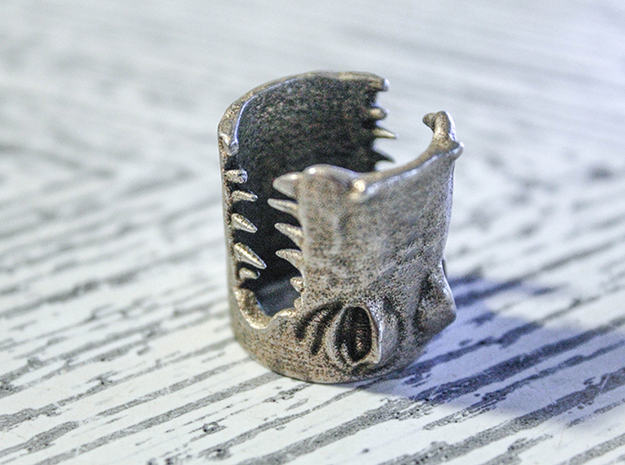 Gator Ring (US Size 8) in Polished Bronzed Silver Steel
