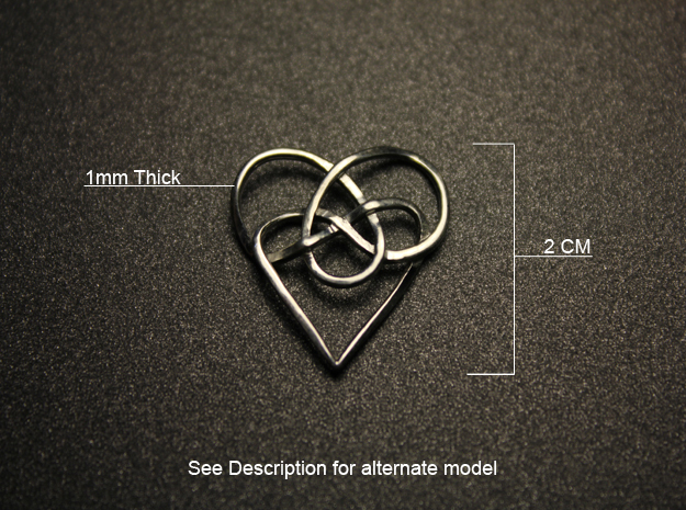 Infinity Heart Knot Pendant in Fine Detail Polished Silver