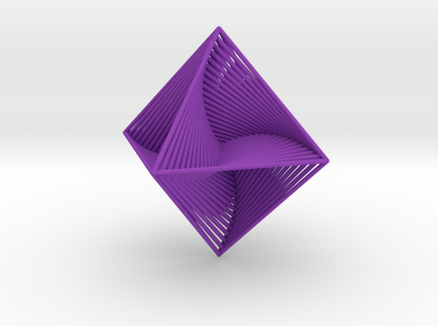 0048 Octahedron Line Design (10 cm) #002 in Purple Processed Versatile Plastic