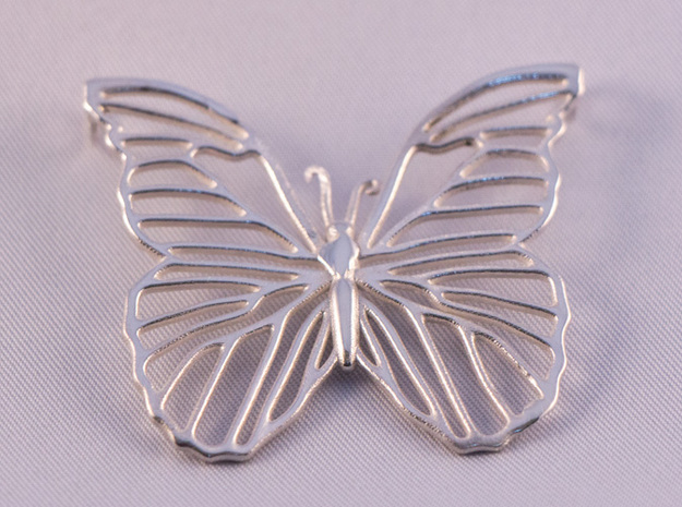 Butterfly pendant in Polished Silver