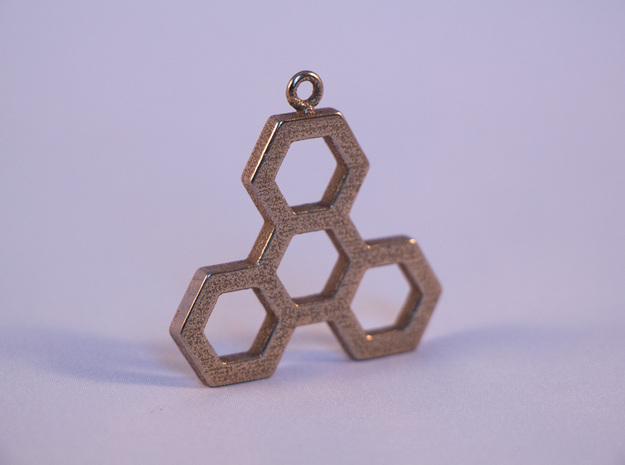 Hexatri pendant/keychain in Polished Bronzed Silver Steel
