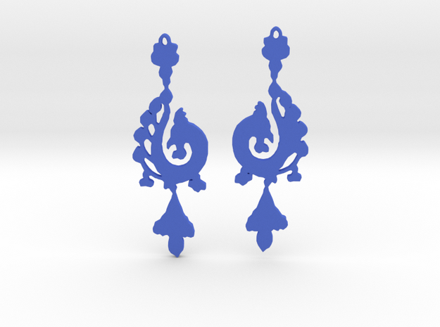 Dragon Earrings in Blue Processed Versatile Plastic