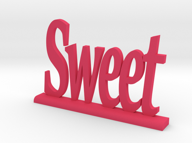 Letters 'Sweet' 7.5cm / 3.00" in Pink Processed Versatile Plastic