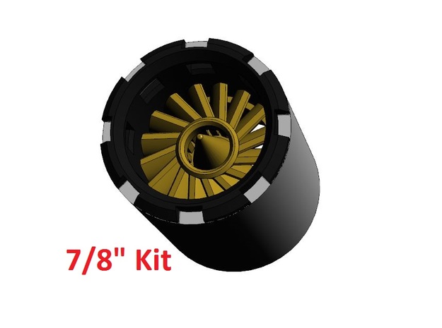 7/8" Turbine Kit 2/3 - Black ring in Black Natural Versatile Plastic