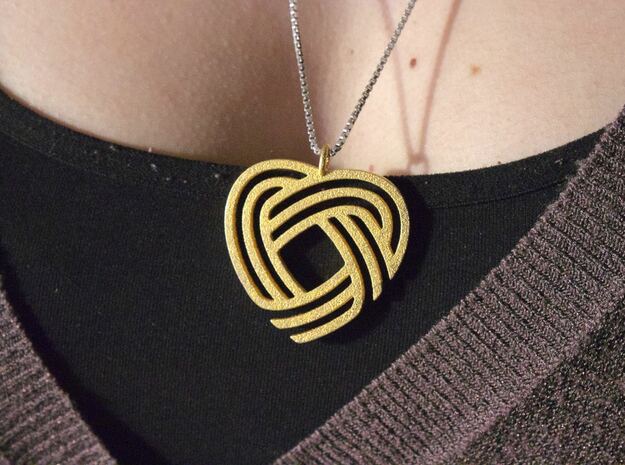 Simply Celtic Heart Necklace in Polished Gold Steel
