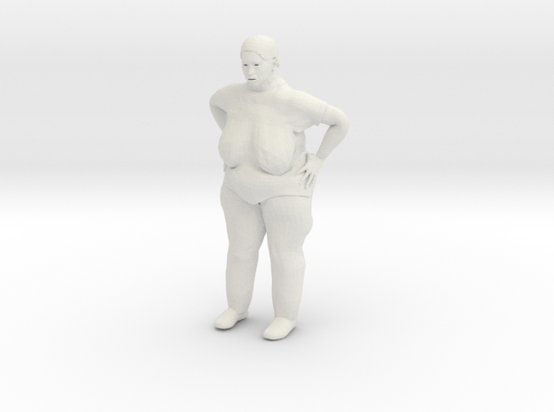 Fat Lady with bobbed hair 1/29 scale in White Natural Versatile Plastic