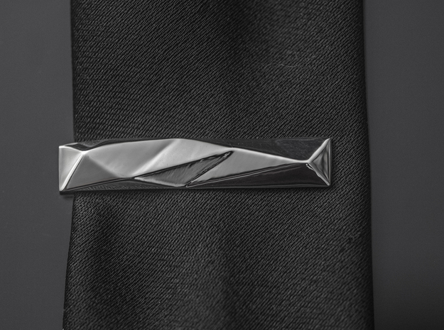 Origami Tie Clip in Fine Detail Polished Silver