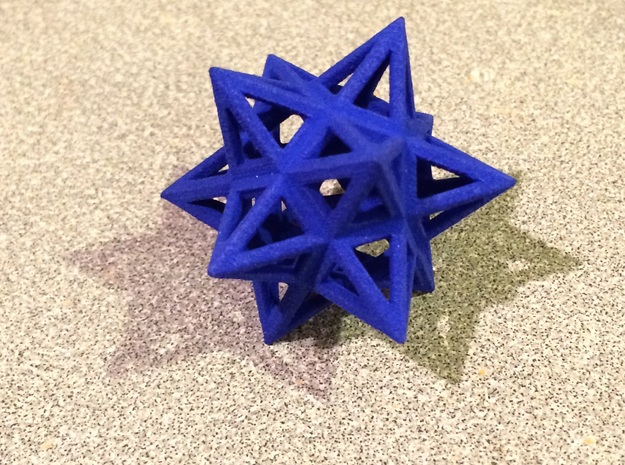 Small Stellated Dodecahedron 0.3 (inch) in Blue Processed Versatile Plastic