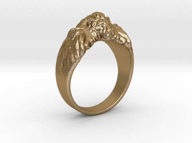 Lion Ring in Polished Gold Steel
