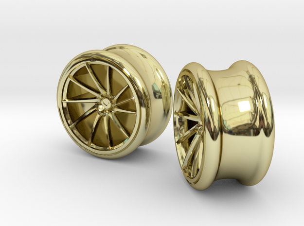 Set of Vossen CVT Gauge EarRings 16mm 5/8' Inner D in 18k Gold Plated Brass