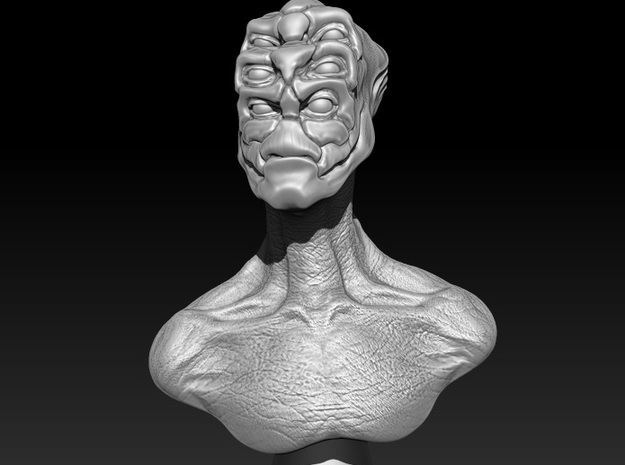 Alien bust in Tan Fine Detail Plastic