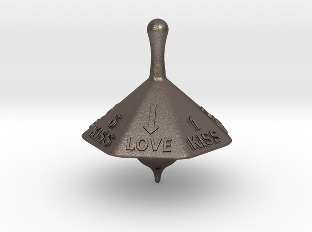 SPINNING TOP LOVE  in Polished Bronzed Silver Steel