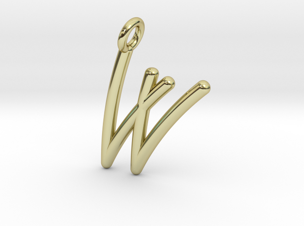 W in 18k Gold Plated Brass