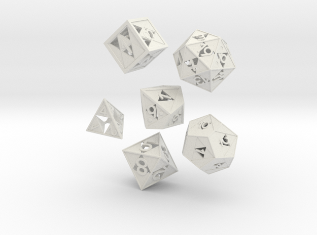 Triforce dice 6 piece set in White Natural Versatile Plastic