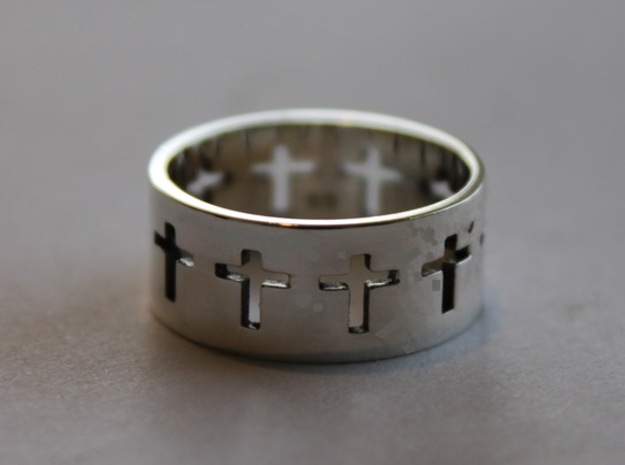 Cross ring V9 Ring Size 7 in Polished Silver