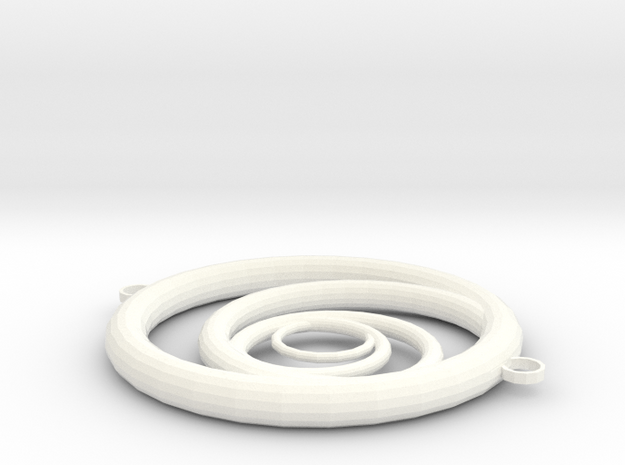 Orbiting Circle Pendant Double Loop in White Processed Versatile Plastic