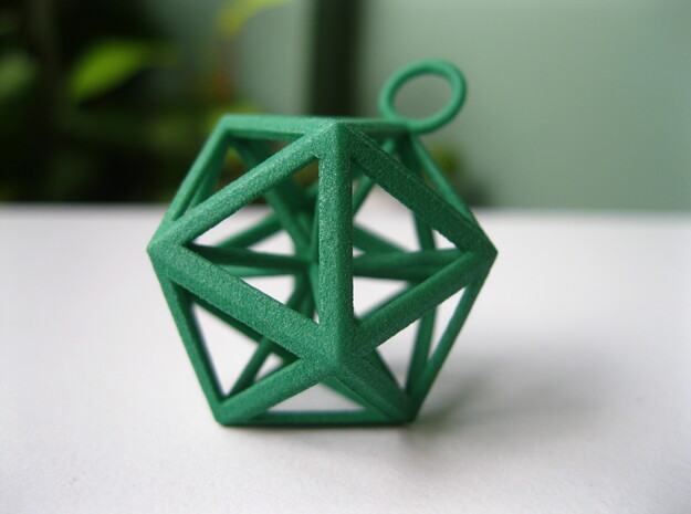 Icosahedron pendant in Green Processed Versatile Plastic