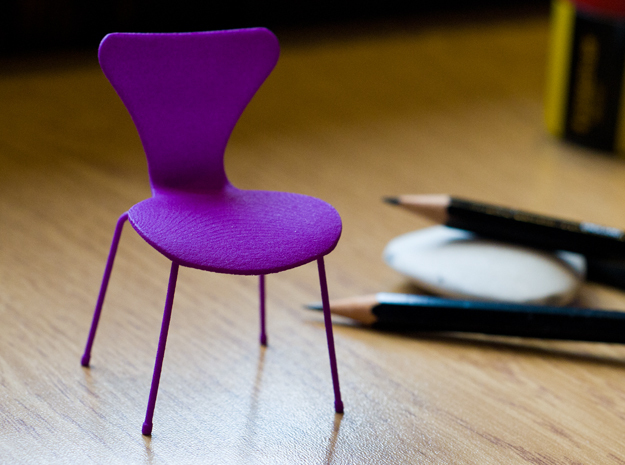 Series 7 Style Chair 1/12 Scale in Purple Processed Versatile Plastic