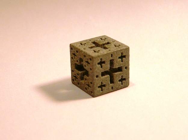 Jerusalem Cube Fractal Pendant in White Natural Versatile Plastic