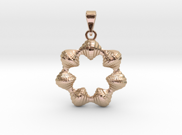 0067 Antisymmetric Torus Pendant (p=7.0) #007 in 14k Rose Gold Plated Brass