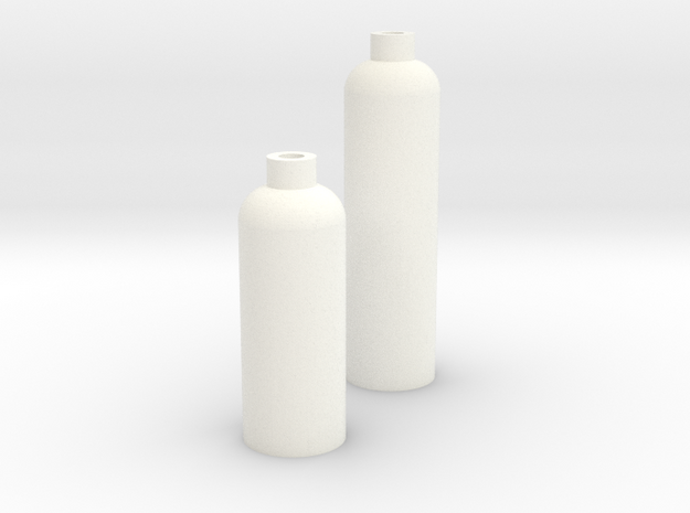 2 Modern Bottle Vases Large and Short in White Processed Versatile Plastic