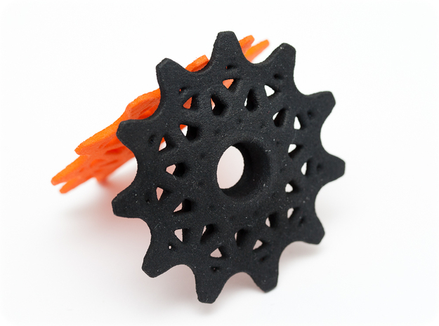 Pulley 11t for RD, spoked, flange (upper pulley) in Black Natural Versatile Plastic
