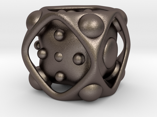 Dice No.2 L (balanced) (3.6cm/1.42in) in Polished Bronzed Silver Steel