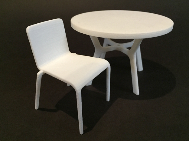 Plastic Stacking Chair 1:12 scale in White Natural Versatile Plastic