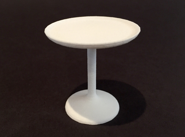 20 Dia Side Table 1:12 scale in White Natural Versatile Plastic