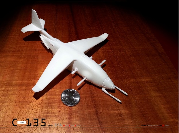 C-135 ZEUS military airplane  BIG ONE! in White Processed Versatile Plastic