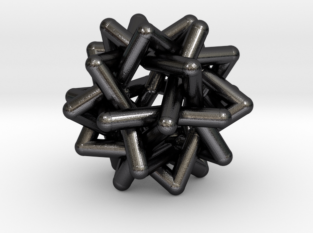 Six Tangled Stars in Polished and Bronzed Black Steel