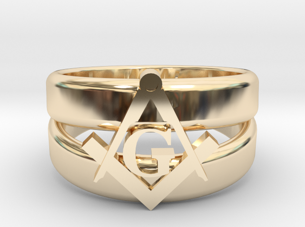 Masonic Ring, Mens size 11.5 in 14k Gold Plated Brass