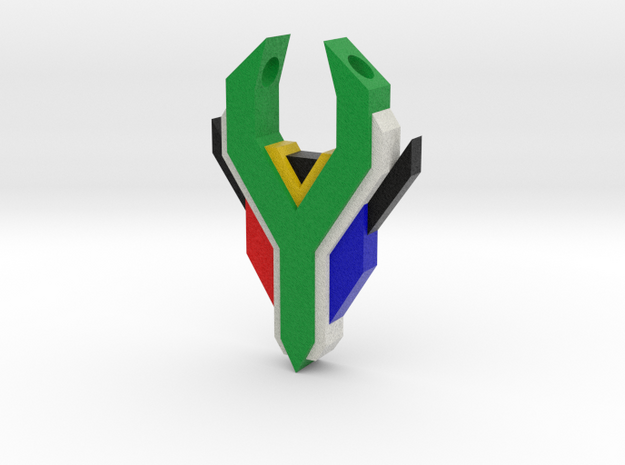 South Africa Springbok Flag Pendant: Flat Version in Full Color Sandstone