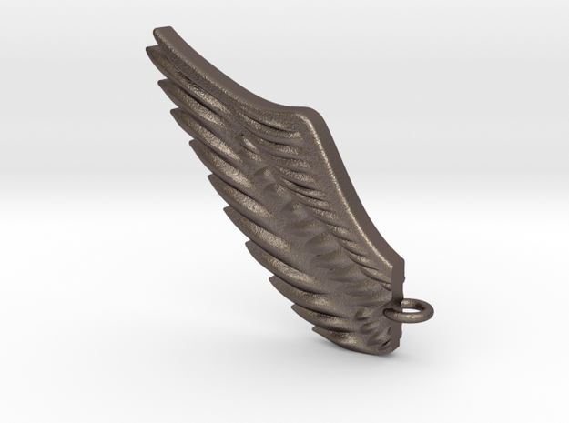 Wing pendant in Polished Bronzed Silver Steel