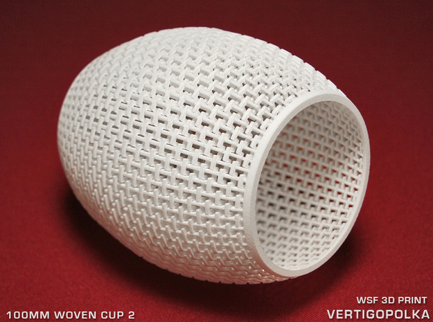 100mm Woven Cup 2 TEST in White Natural Versatile Plastic