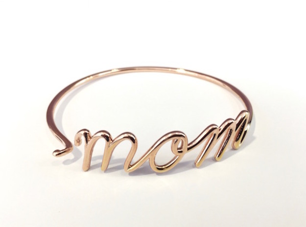 Mom Wire Bracelet in 14k Rose Gold Plated Brass