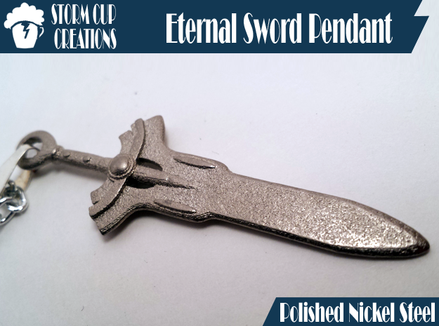 Eternal Sword Pendant in Polished Nickel Steel